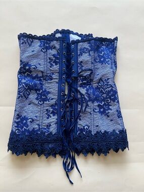 Frederick's of Hollywood Royal Blue Lace-Up Lace Bustier size 32